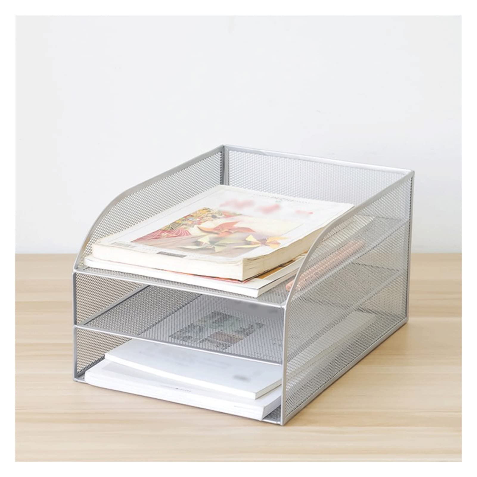 Portadocumenti da Scrivania Metal Office Desktop File Rack Storage Storage Organizzatore a Tre Strati Ordinamento del File Scrivania Scrivania e conservazione Vaschetta Portacorrispondenza