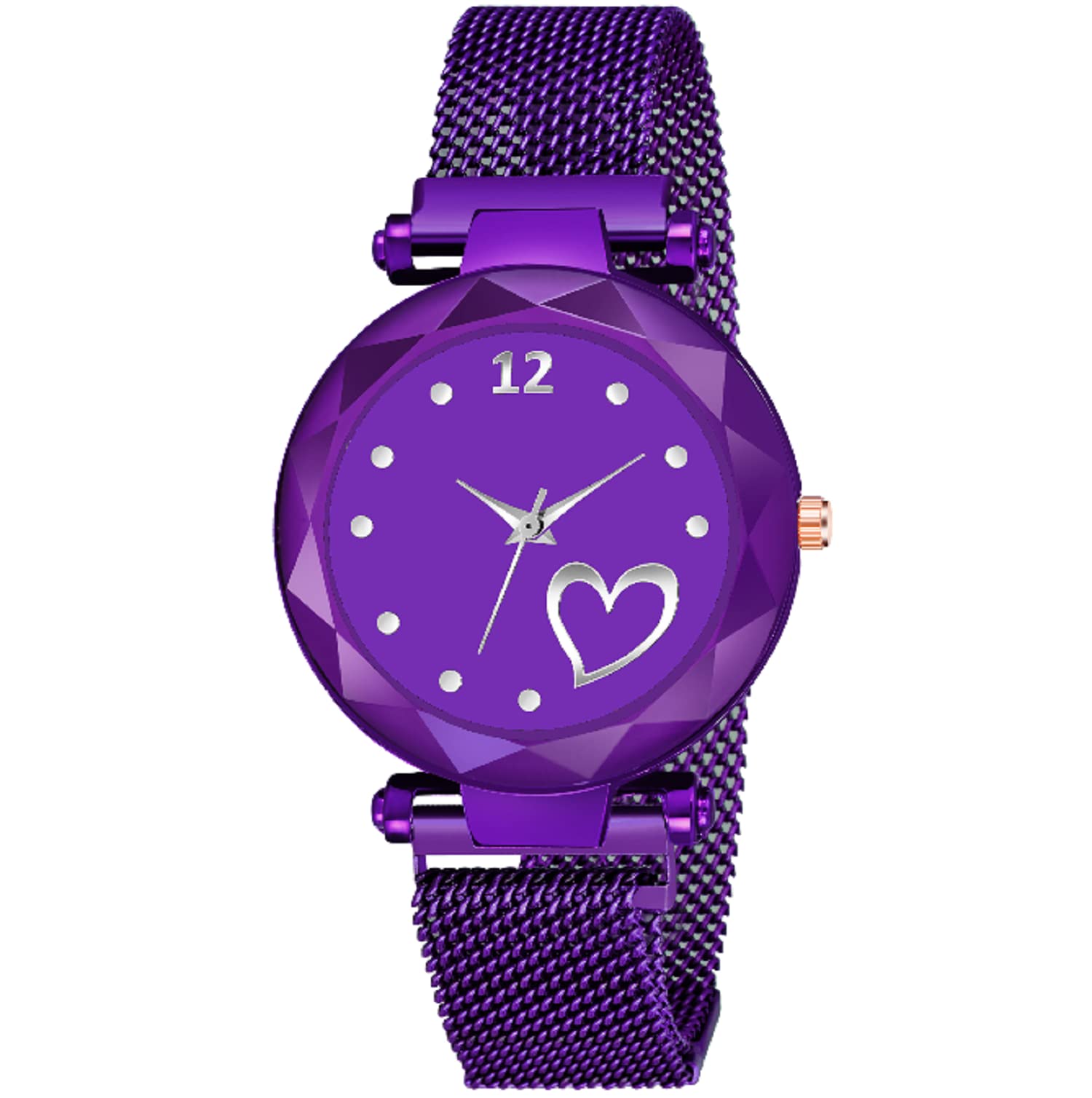 KIROH Analogue Girls and Womens Watch(Black Heart Dial,Black Magnet Strap) (Purple) (B0C6KWRSYX) Amazon Price History, Amazon Price Tracker