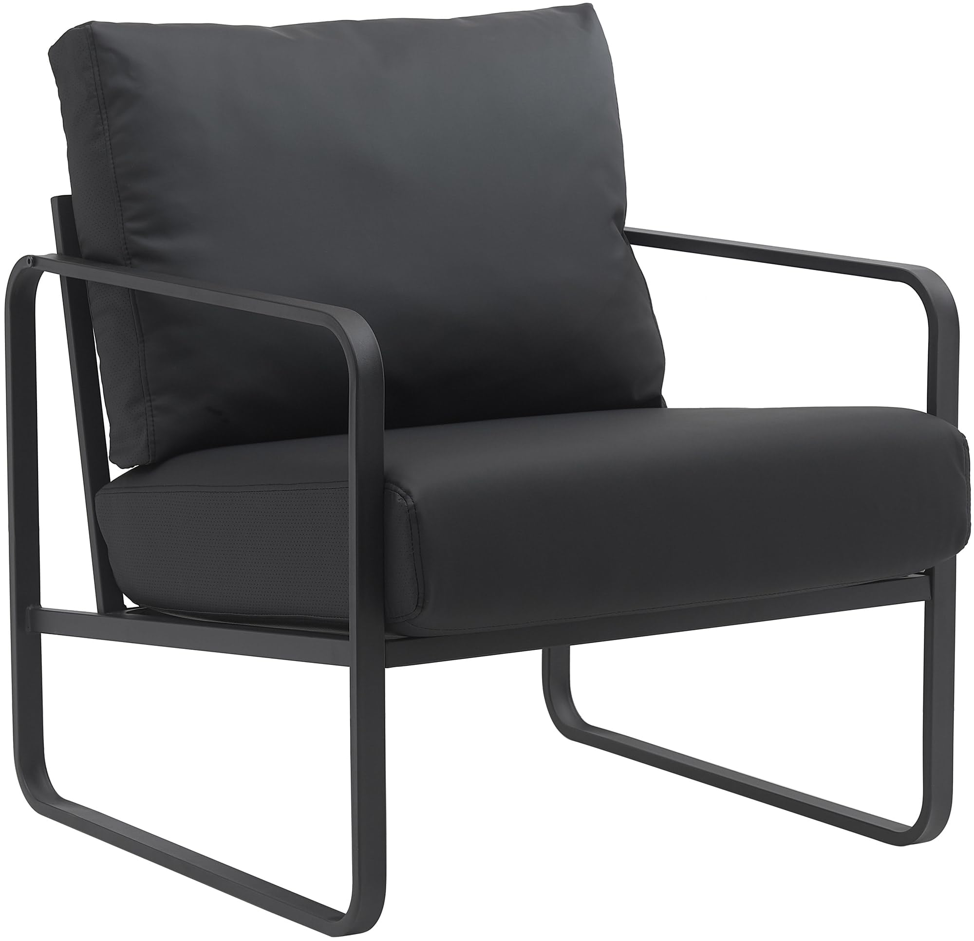 CLP Sillón Relax Manea Tapizado En Polipiel o Tela I Silla Ancha con Base Metálica I Poltrona Elegante & Acolchada, Color:Negro, Material:Cuero Sintetico