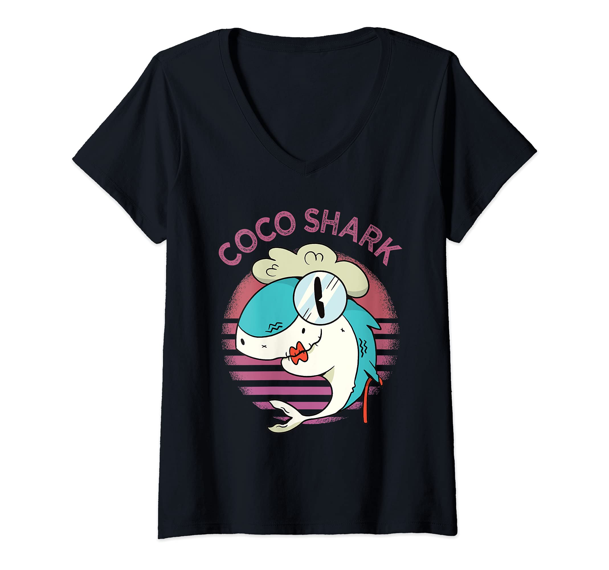 Womens Coco Shark Design from Grandchildren Mothers Day Coco V-Neck T-Shirt