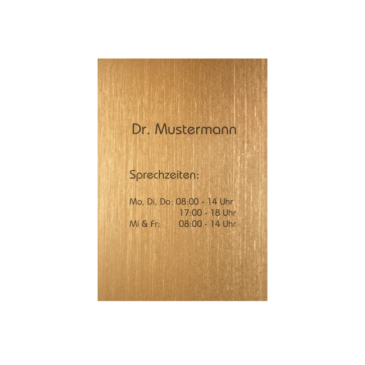 Personalisiertes Kanzleischild mit Gravur in Messing-Optik aus Acryl - 300 x 210 mm - großes Türschild, Praxisschild, Firmenschild gold-metallic