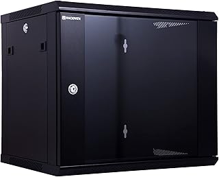 RackPath 9U Performance Wall Mount Server Cabinet Network Rack Enclosure, Quiet Cooling Fan, Locking Glass Door, Black