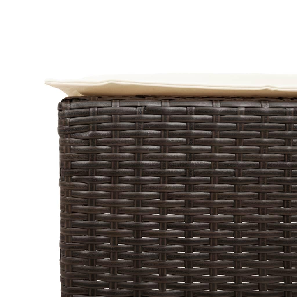 Set Bar da Giardino 3 pz con Cuscini in Polyrattan Marrone, Tavolo con Sedie, Tavolo Giardino con Sedie, Bancone Bar da Casa, Tavolo Bar con Sgabelli