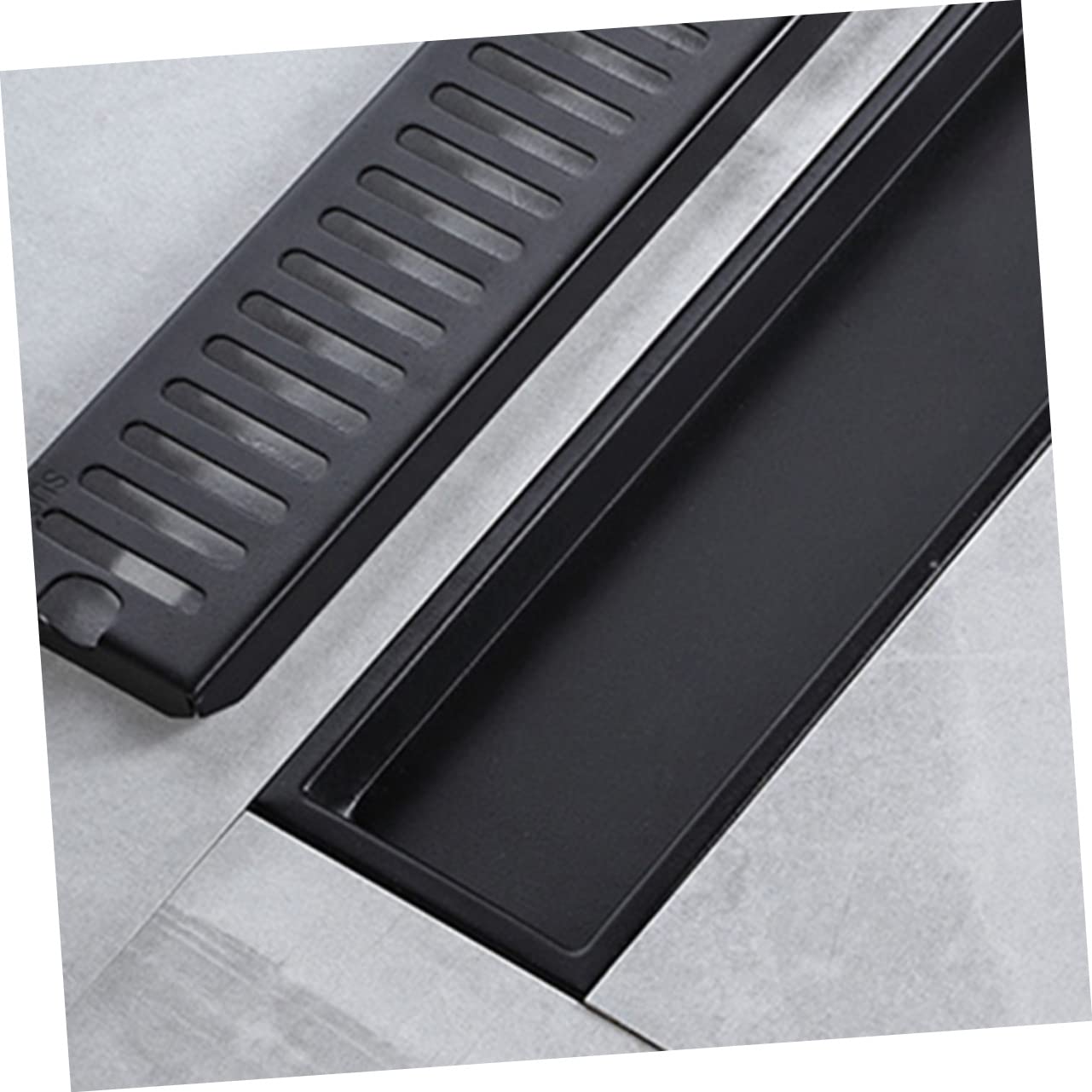 Desagüe y Rectangular Negro de Acero Inoxidable de Suelo Drenaje Rápido Fácil Limpieza para Ducha y Piscina