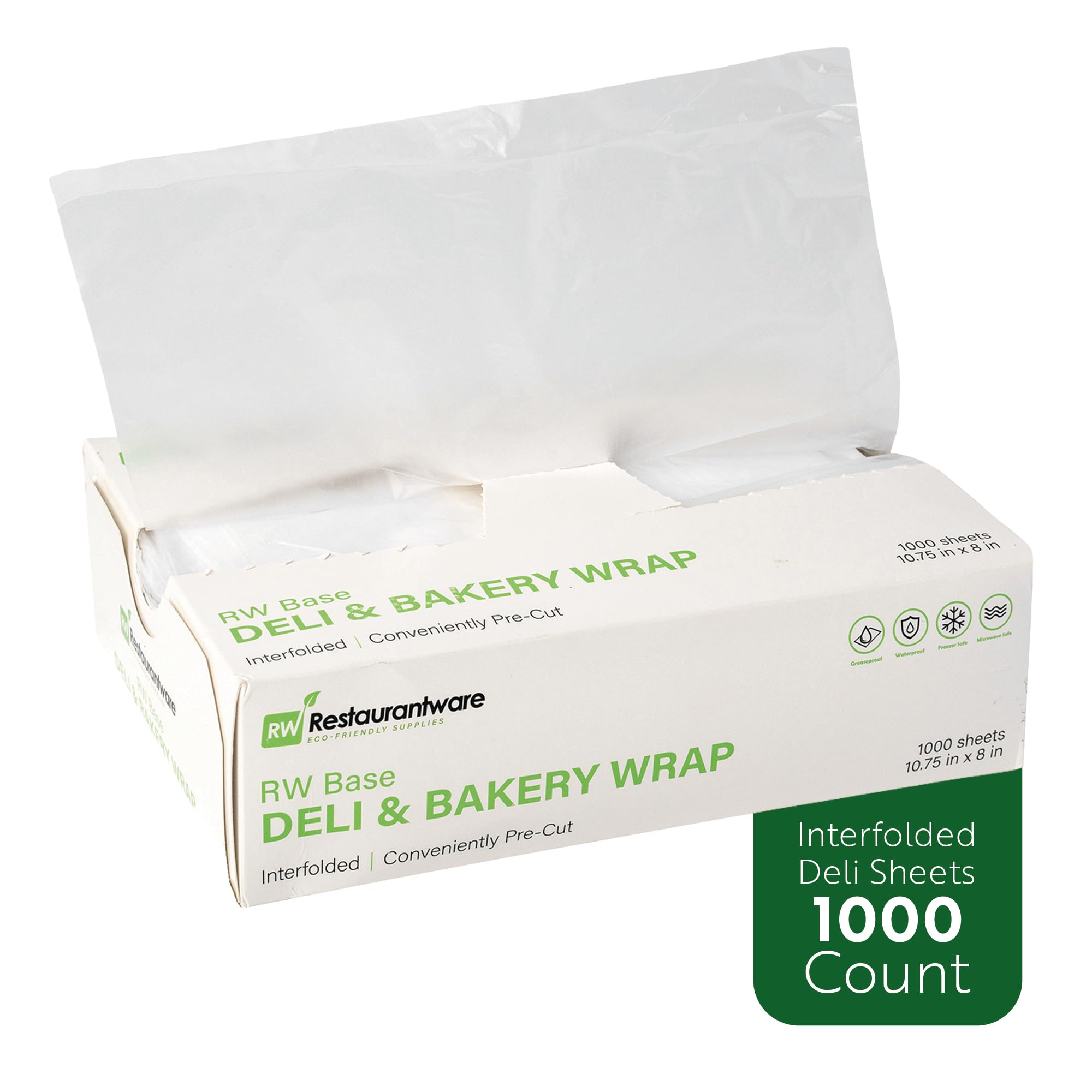 Restaurantware Base 10.75" x 8" Plastic Deli Sheets 1000 Folded Butcher Plastic Wrap - Pre-Cut, Disposable Clear Plastic Sandwich Wrap Sheets, Microwave, Freezable