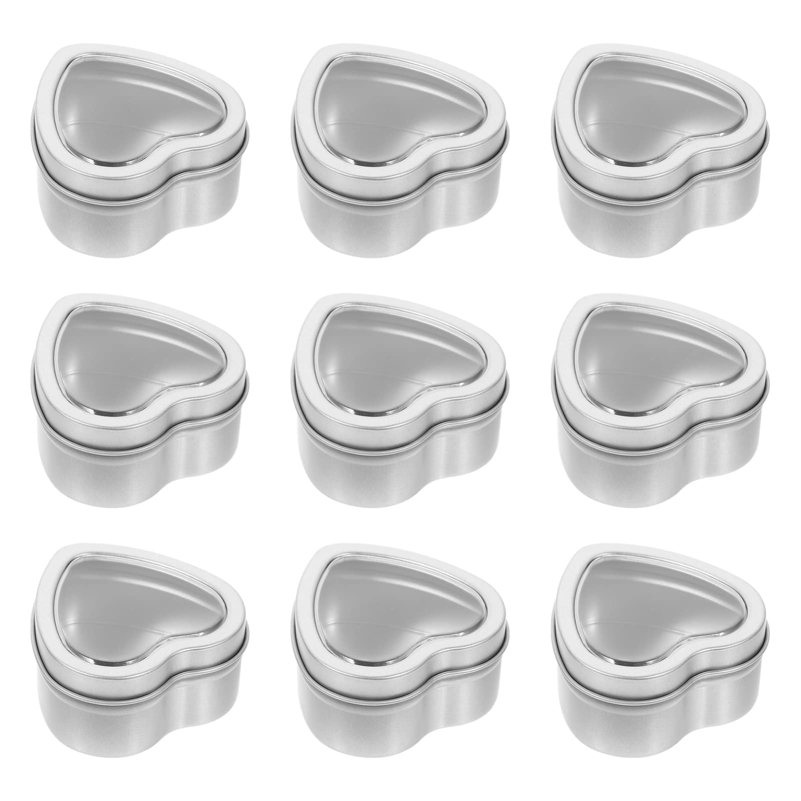 STOBOK 10pcs Empty Heart Shaped Candle Jar Empty Candle Jars Small Storage Tin Tea Tins Cosmetics Tins Aluminum Tin Can Candle Making Jars Metal Tin Can DIY Candle Tin Pill Box Love PVC