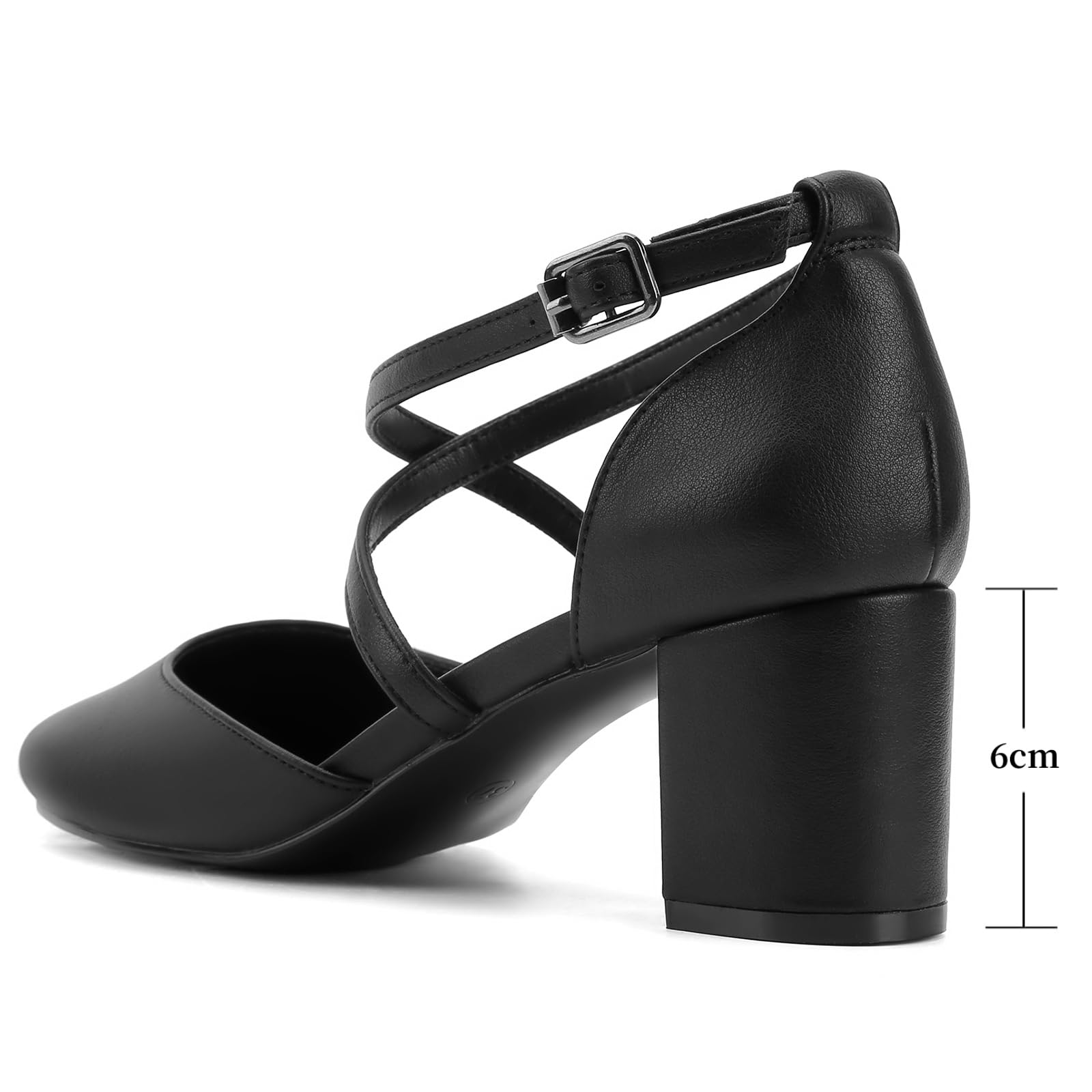 Greatonu Scarpe col Tacco Donna Eleganti Decollete a Cinturini Incrociati Punta Chiusa Sandali con Tacco da Sposa Decolte Tacco Medio Largo