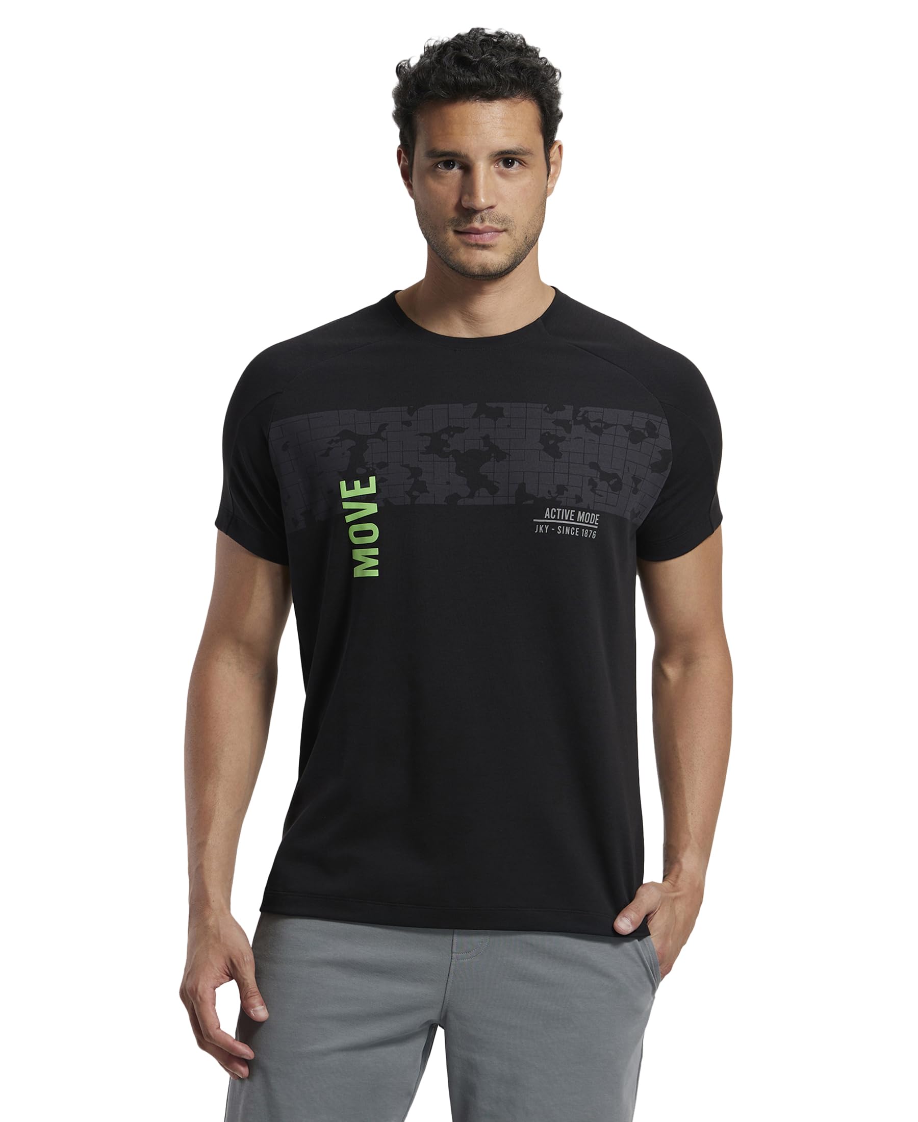 Jockey MV02 Men's Super Combed Cotton Blend Graphic Printed Round Neck Half Sleeve Active Wear T-Shirt with Stay Fresh Treatment (Prints May Vary)-picture-15