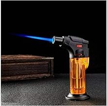 ولاعة شعلة غاز بوتان مزدوجة الشعلة، قابلة لإعادة الملء من ستاردوم مارت، ولاعة جيب مقاومة للرياح للشواء / الشواء / التزيين / اللحام تأتي مع حامل