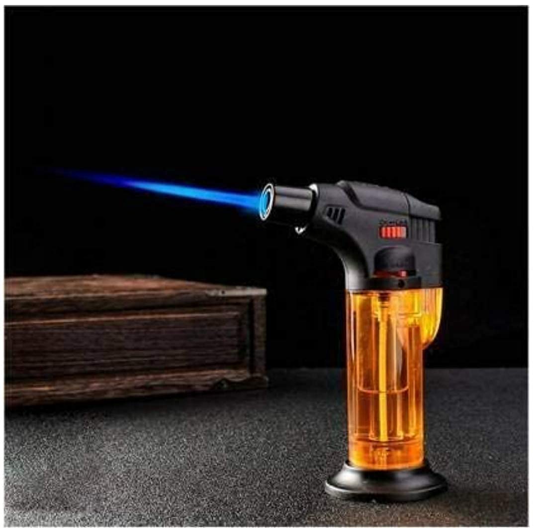 E-Commerce Mania Double Flame Refillable Butane Gas Torch Lighter - Windproof Pocket Lighter For Barbeque/Grilling/Frosting/Welding Comes With Stand Plastic