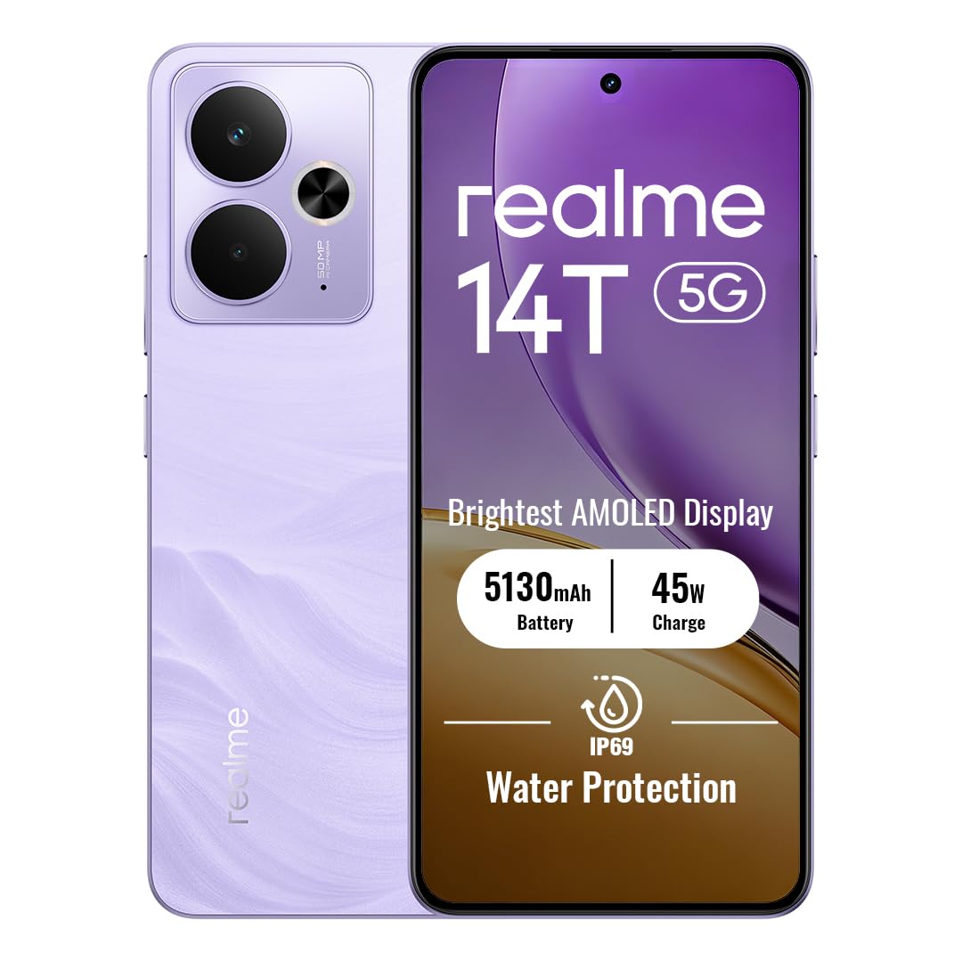 realme 14T 5G Smartphone 8+256GB,Lightning Purple, 6,67 Zoll Bildschirm, 120Hz Display, 5130mAh Akku, 50MP Kamera, MediaTek Dimensity 6300, ArmorShell-Schutz, IP69
