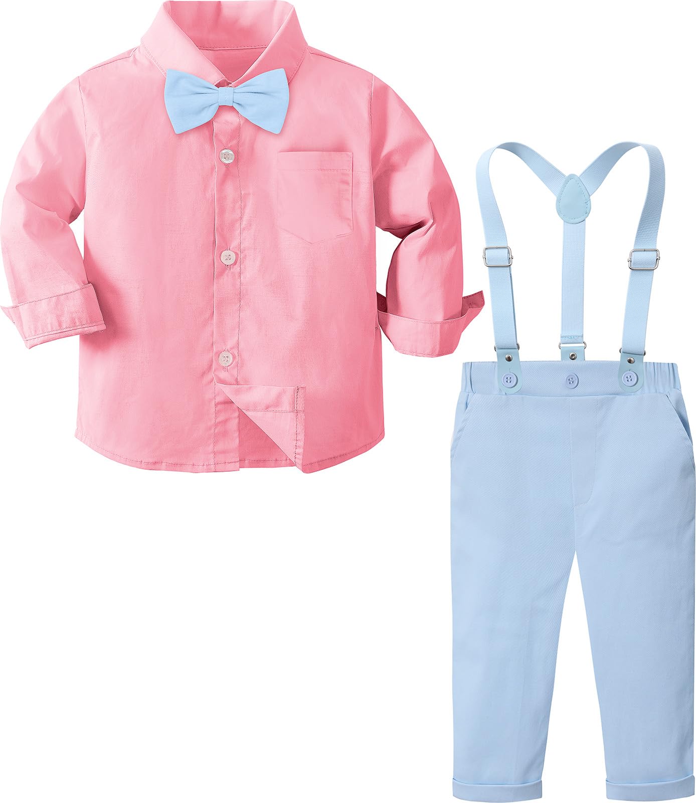 A&J DESIGN Toddler Suit Boys Baby Wedding Dress Clothes Kids Formal Outfit Set with Suspender