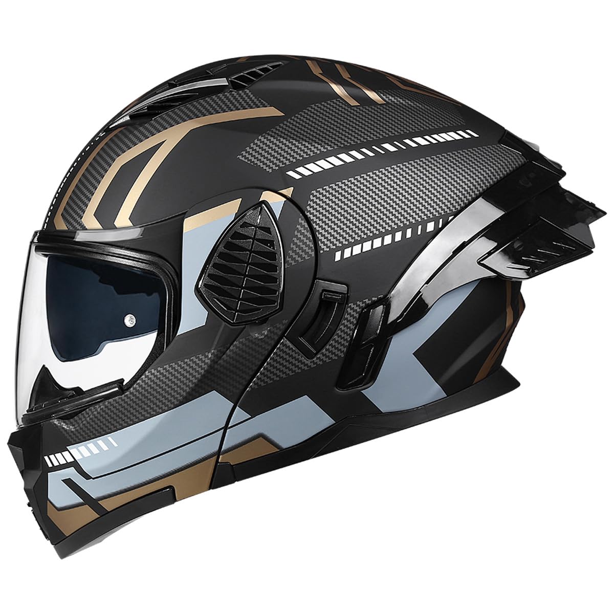 Woljay Motorcycle Full Face Flip Up Helmet Dual Visor Integrated Motorbike for Adults Men Women Street Racing Moped DOT Approved (Silver Transparent Visor,One Size) — view 18