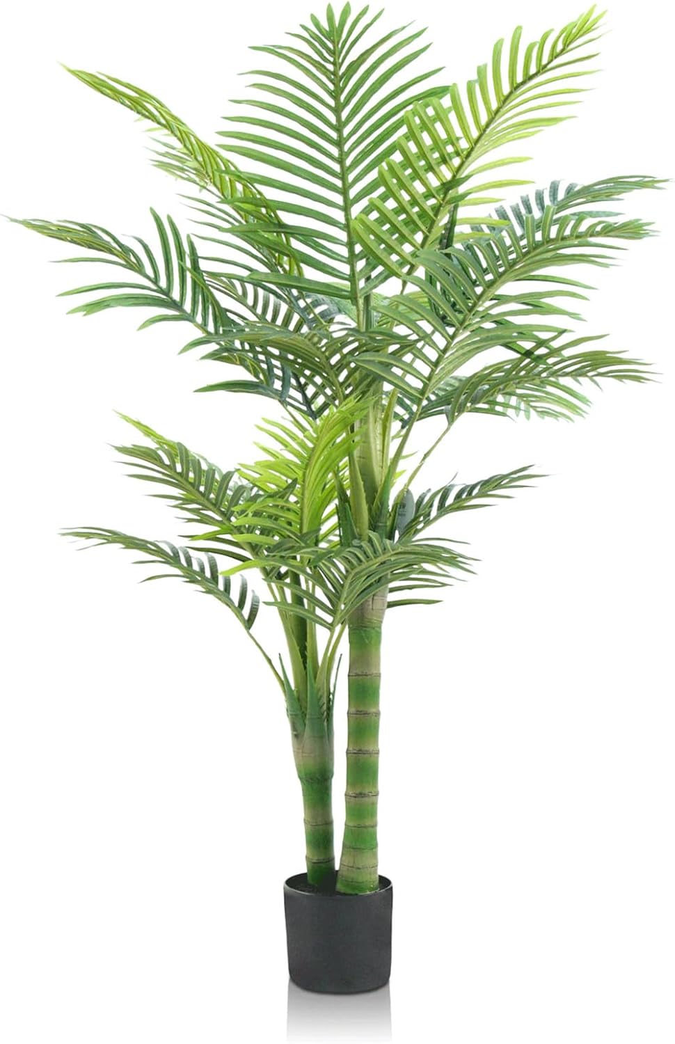 Artificial Golden Cane Palm Tree - 4FT Realistic Faux Plants Indoor with Weighted Pot, Tropical UV Resistant Fake Palm Tree for Home Bedroom Living Room Office Patio Pool Decorations Outdoor Palm Tree Golden Cane Palm Tree 4ft