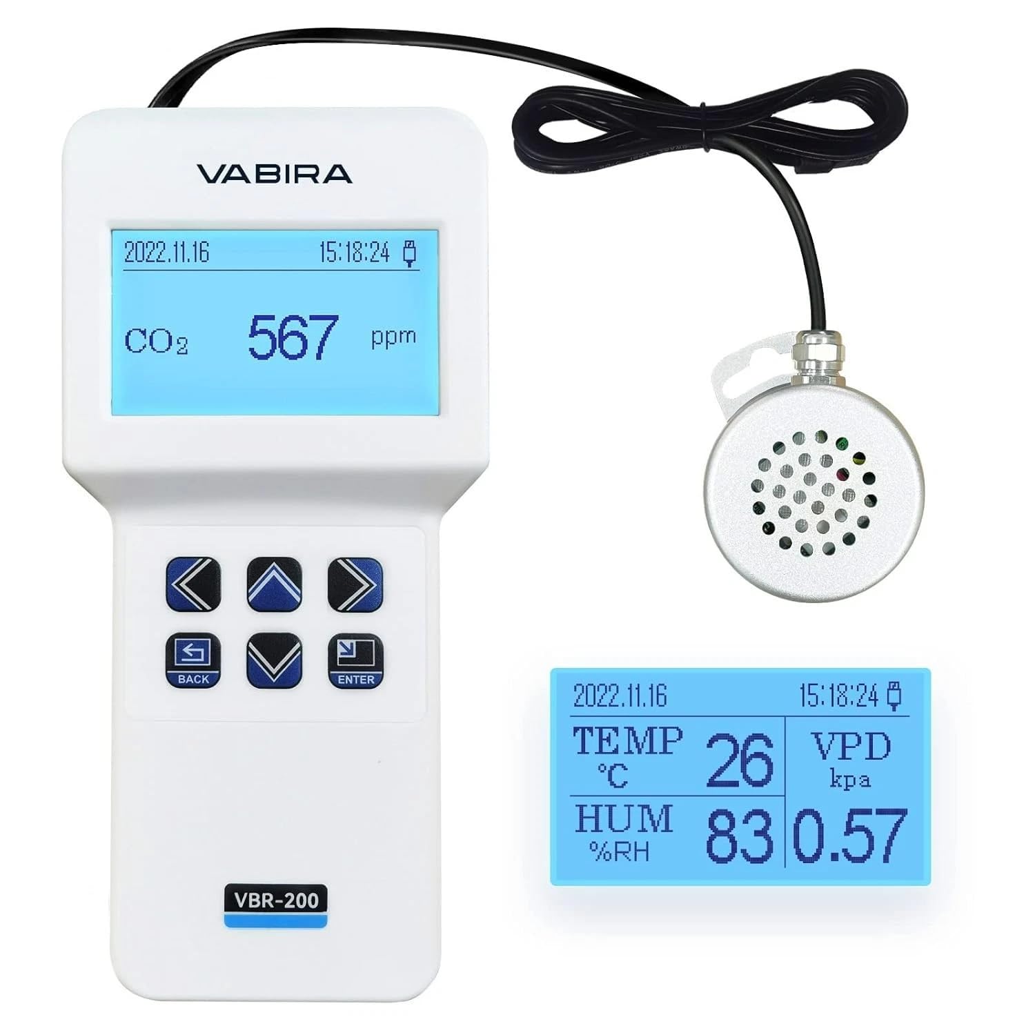 Misuratore di CO2 Data Logger NDIR Sensor. Misuratore di temperatura, umidità, VPD