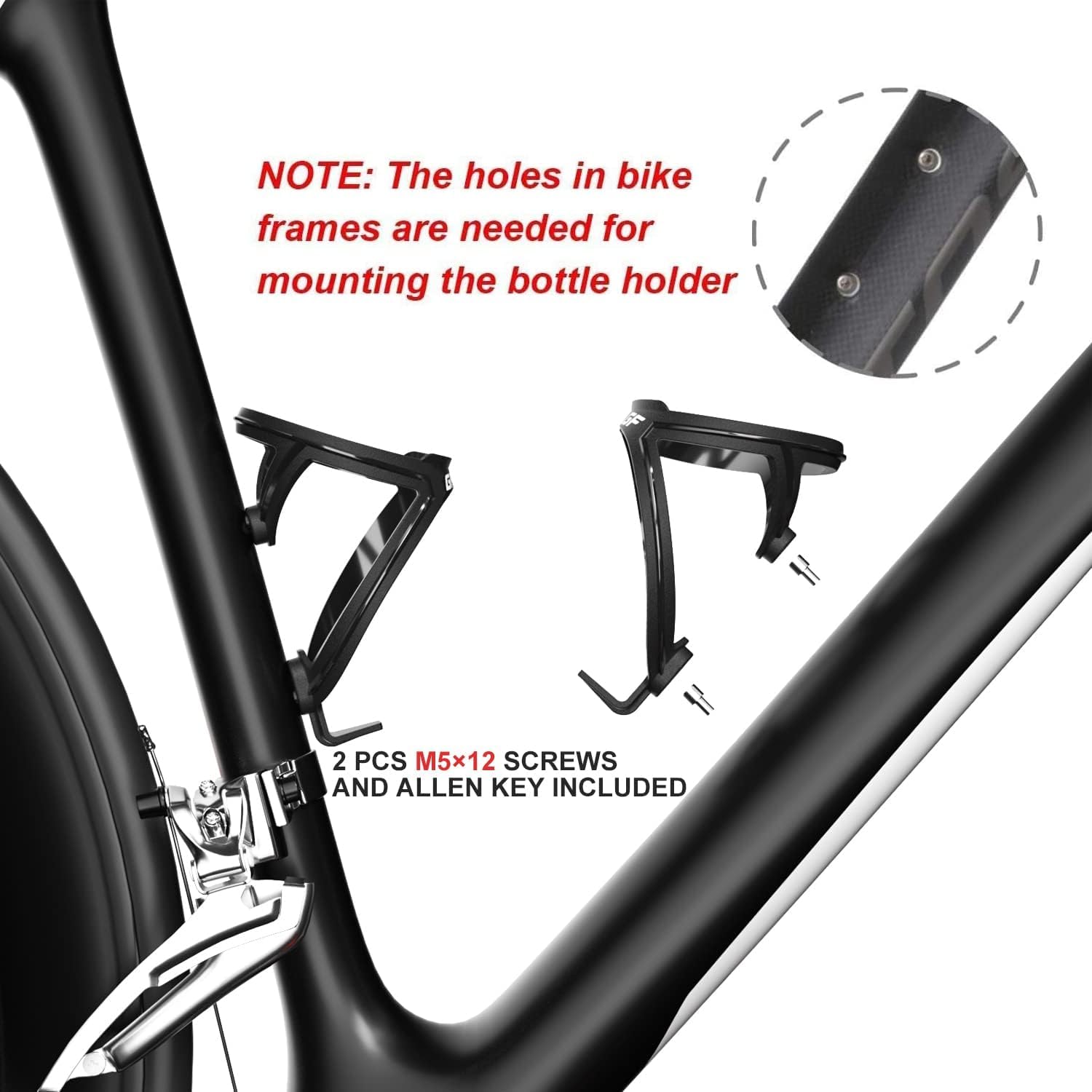 GEMFUL Gourde Vélo & Porte-Gourde 750ml, Légers, sans BPA - Ensemble Complet pour Vélo de Route et VTT (Noir et Blanc/Noir et Blanc)