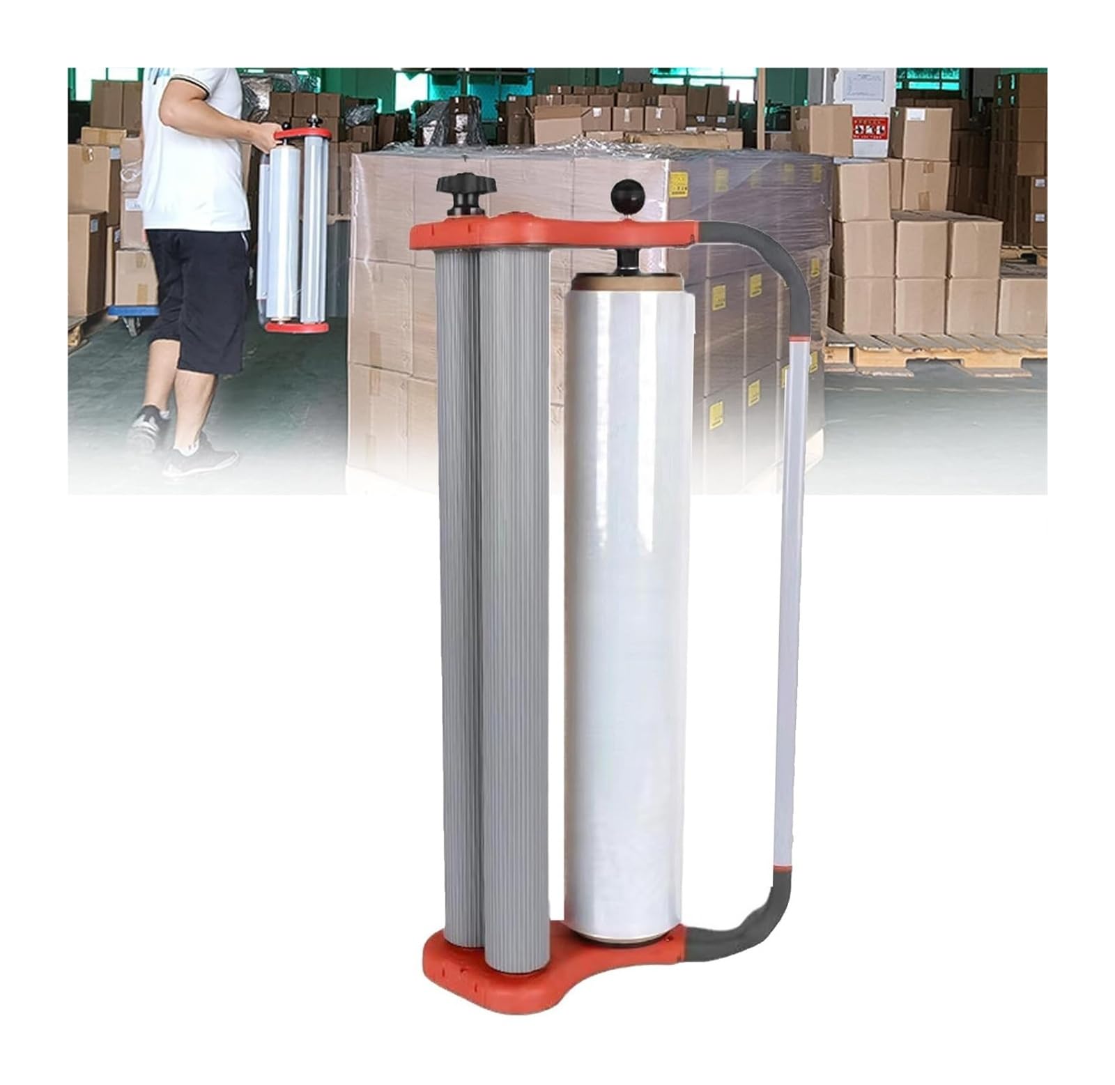 Distributeur de film étirable – Machine d'emballage manuelle avec civière de film pour un emballage efficace