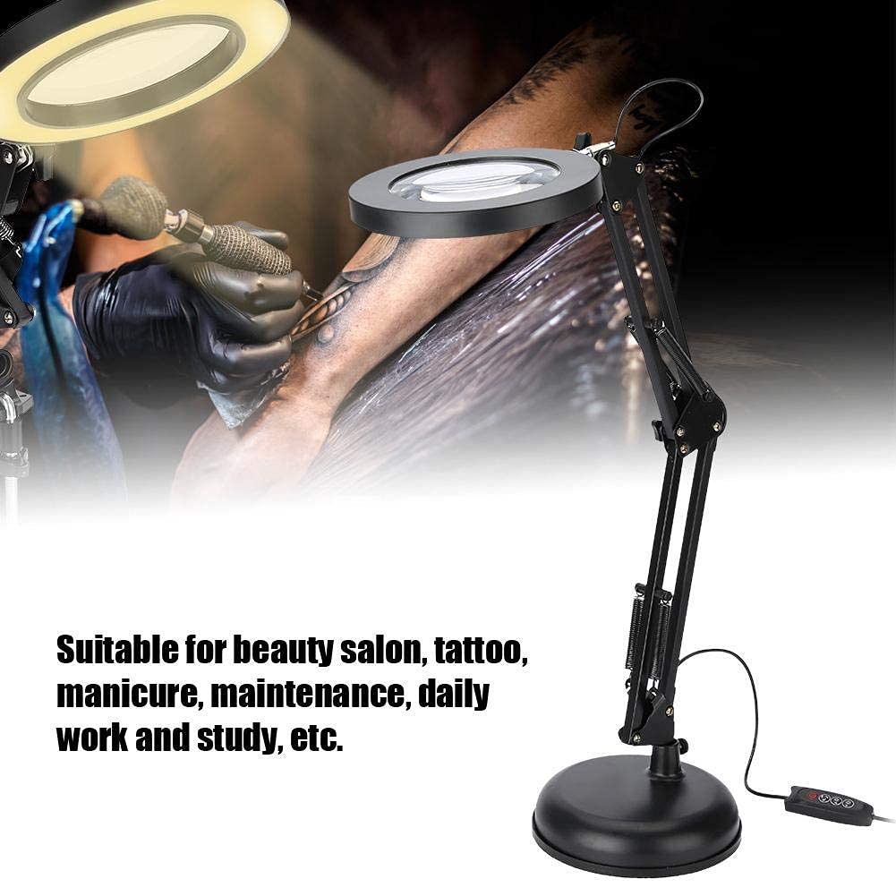 Lupa con luz 5X, lupa con iluminación, lupa de lectura, lámpara de lectura, lámpara de lectura, cristal de aumento, lupa de joyería, lámpara cosmética con soporte