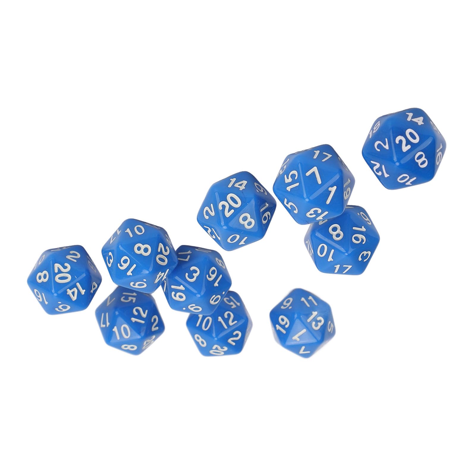 Zestaw Kości Wielościennych, 10 Sztuk 20-stronnych Kości ze Złotymi Liczbami do Gier Stołowych Dungeons and Dragons RPG (BLUE)