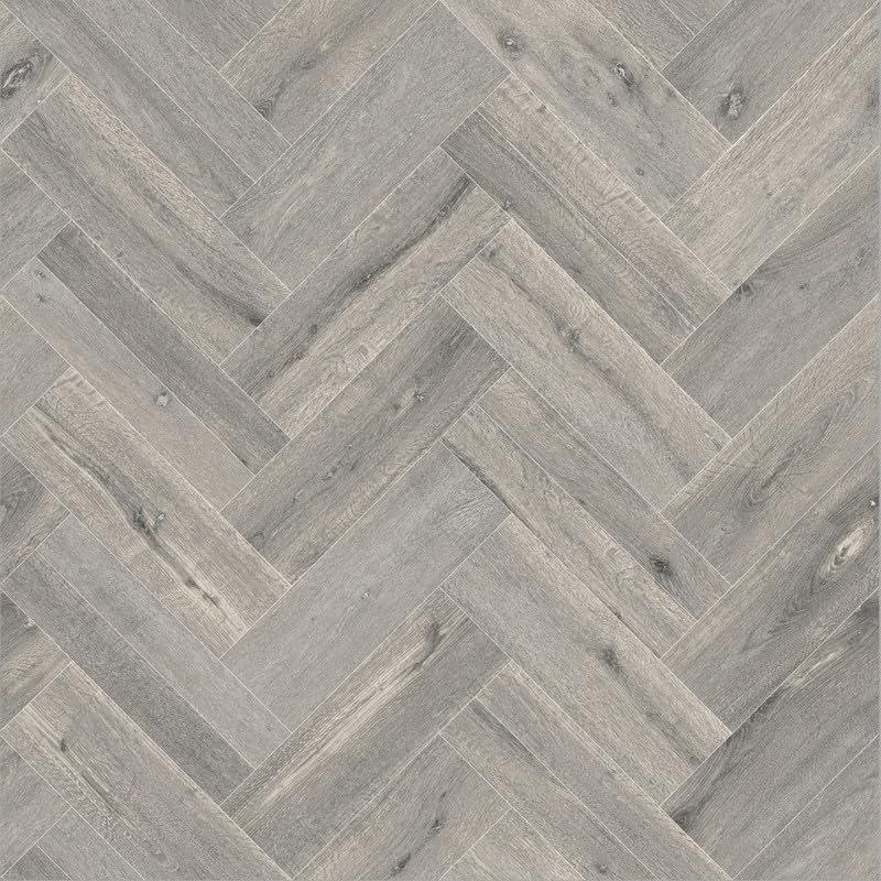 Mayfair 109M Grey Wood Herringbone Effect Turbo Vinyl Flooring | - 4m x 5m (13ft1" x 16ft4")