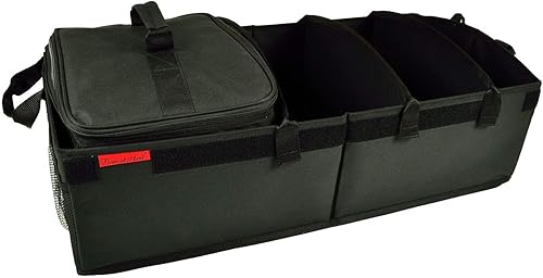 Picnic at Ascot Organizador de maletero de base rígida resistente con capacidad para 28 latas a prueba de fugas, divisores ajustables, 30 pulgadas