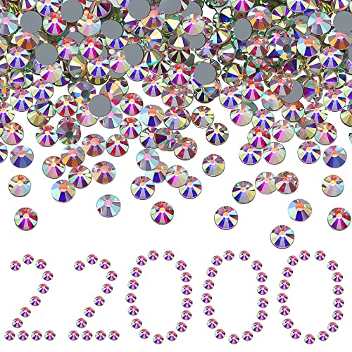Image of 22000 Pcs Hotfix Rhinestone Bulk Crystal Iron on Flat Back Nail Gems Hot Fix Round Glass Rhinestones for Bedazzling DIY Crafts Clothes Shoes Supplies Decoration 2.7-2.9mm(SS10, Crystal AB)
