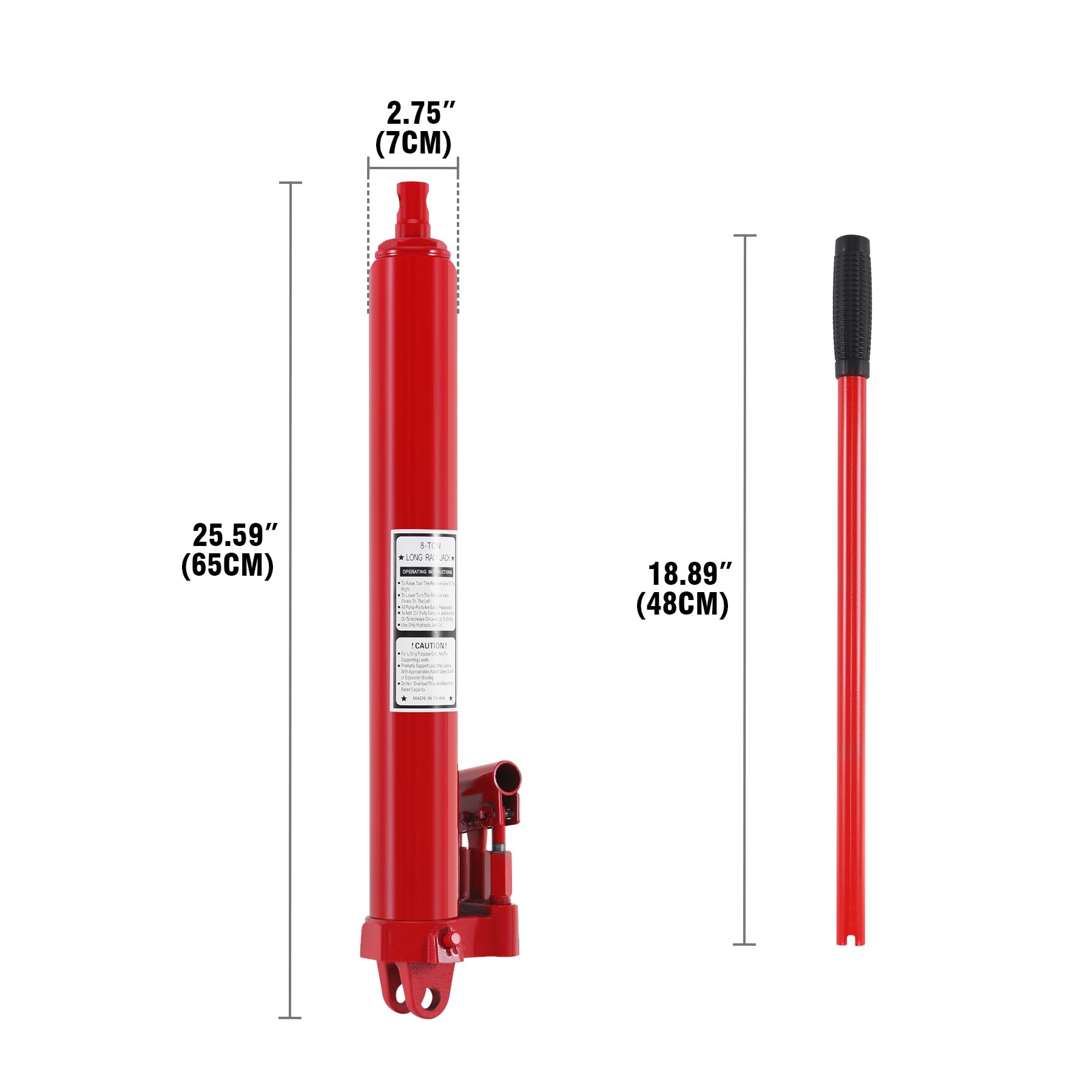 Cilindro hidráulico 8T Hub con doble bomba hidráulica cilindro telescópico hasta 112 cm