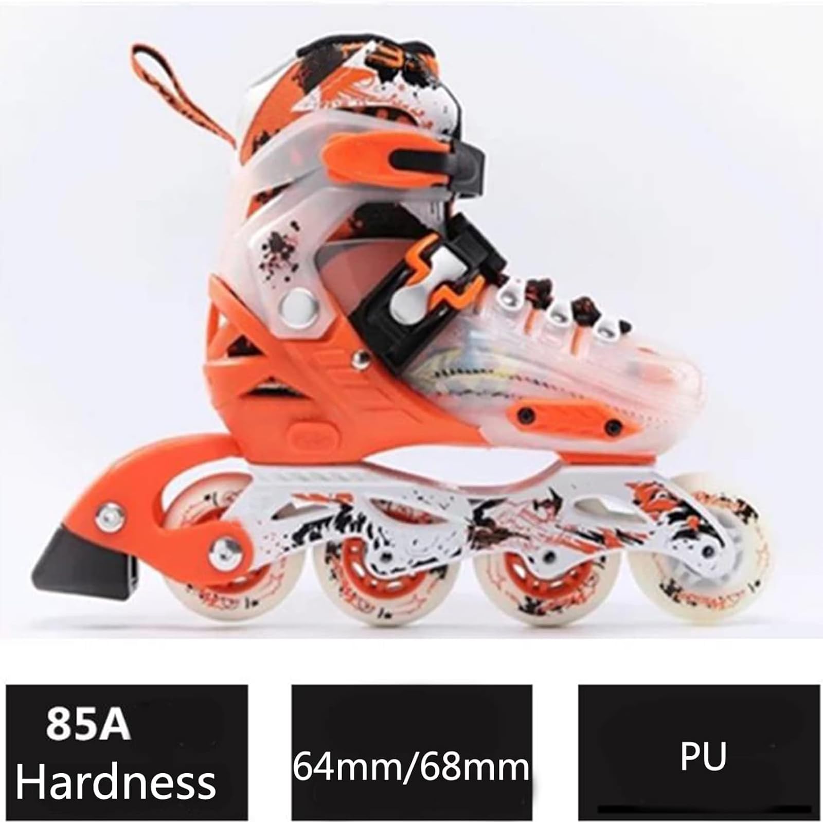 Inline-Skate-Rollen-Ersatz-Set – 64 mm/68 mm/70 mm PU-Räder, 85 A Härte mit ABEC-9-Kugellagern, 8 Stück, verschleißfest für reibungsloses Gleiten und Haltbarkeit