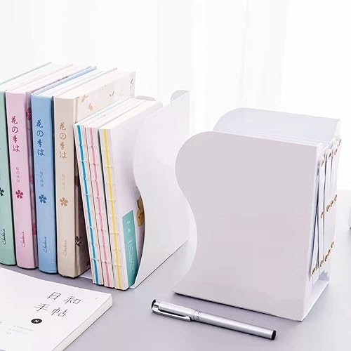 Miniatura 7 de Sujetalibros de metal ajustables resistentes para estantes, 2 divisores, diseño antideslizante, extremos de libro expandibles para escritorio,