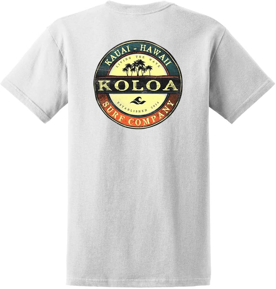 Koloa Surf Mens ol' Koloa Logo Heavyweight Cotton T-Shirt in Reg Big and Tall XX-Large White / Ol' Koloa Design