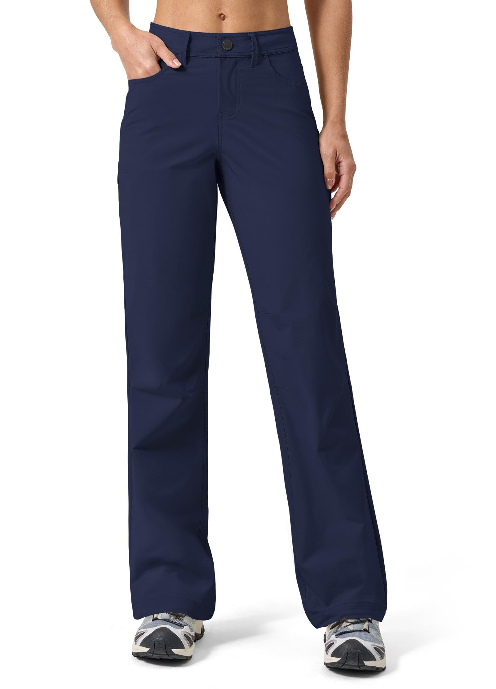 WILLIT Pantaloni da trekking da donna, ad asciugatura rapida, leggeri, resistenti all'acqua, protezione UV, UPF 50+, vita elasticizzata, 74 cm, con 4 tasche