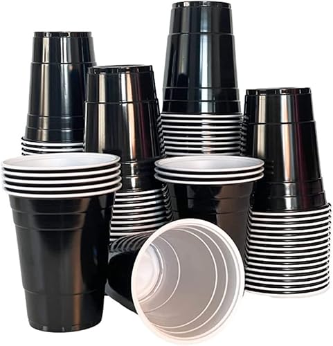 Miniatura 2 de Staringirl Juego de vajilla de papel negro de 155 piezas para decoración de fiesta de cumpleaños, sirve para 20 invitados, incluyendo platos,