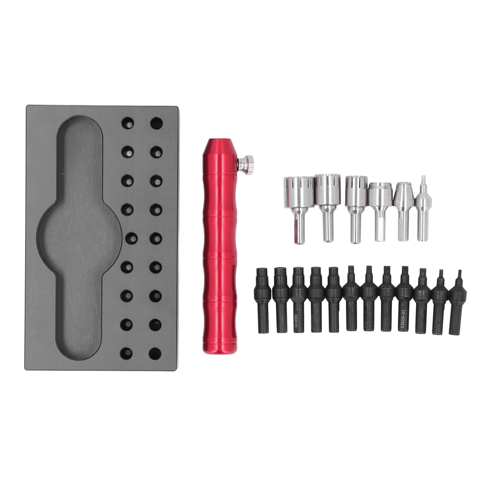 Herramienta de Extracción de Tubo de de Reloj, Herramientas de Reparación Prácticas de Acero de Aleación Portátil para Relojeros, Rojo y Negro