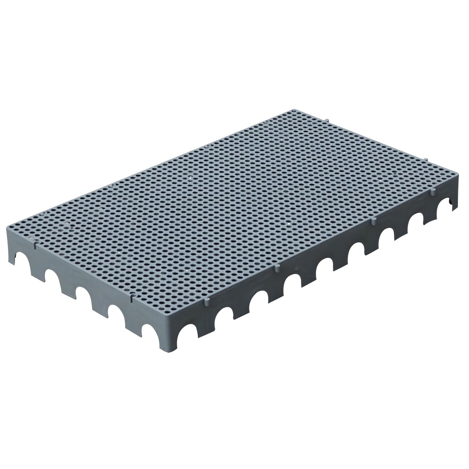 Pallet in plastica resistente, impermeabile, griglia di stoccaggio ventilata, supporta fino a 900 kg, ideale per magazzini e logistica (grigio, 100 x 60 x 10 cm)