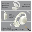 pTron Studio Evo 70hrs Playtime Wireless Over Ear Headphones w/HD Mic, Dual Device Pairing, Low-Latency Game/Movie/Music Modes, Punchy Bass, BT5.3, Voice Assistant & Type-C Fast Charging (Beige) gallery image