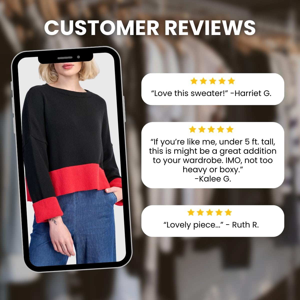 ALEMBIKA Vista Color Block Sweater for Women - Bold, Versatile Long Sleeve Top - Luxury Cropped Sweaters for Women - Image 5