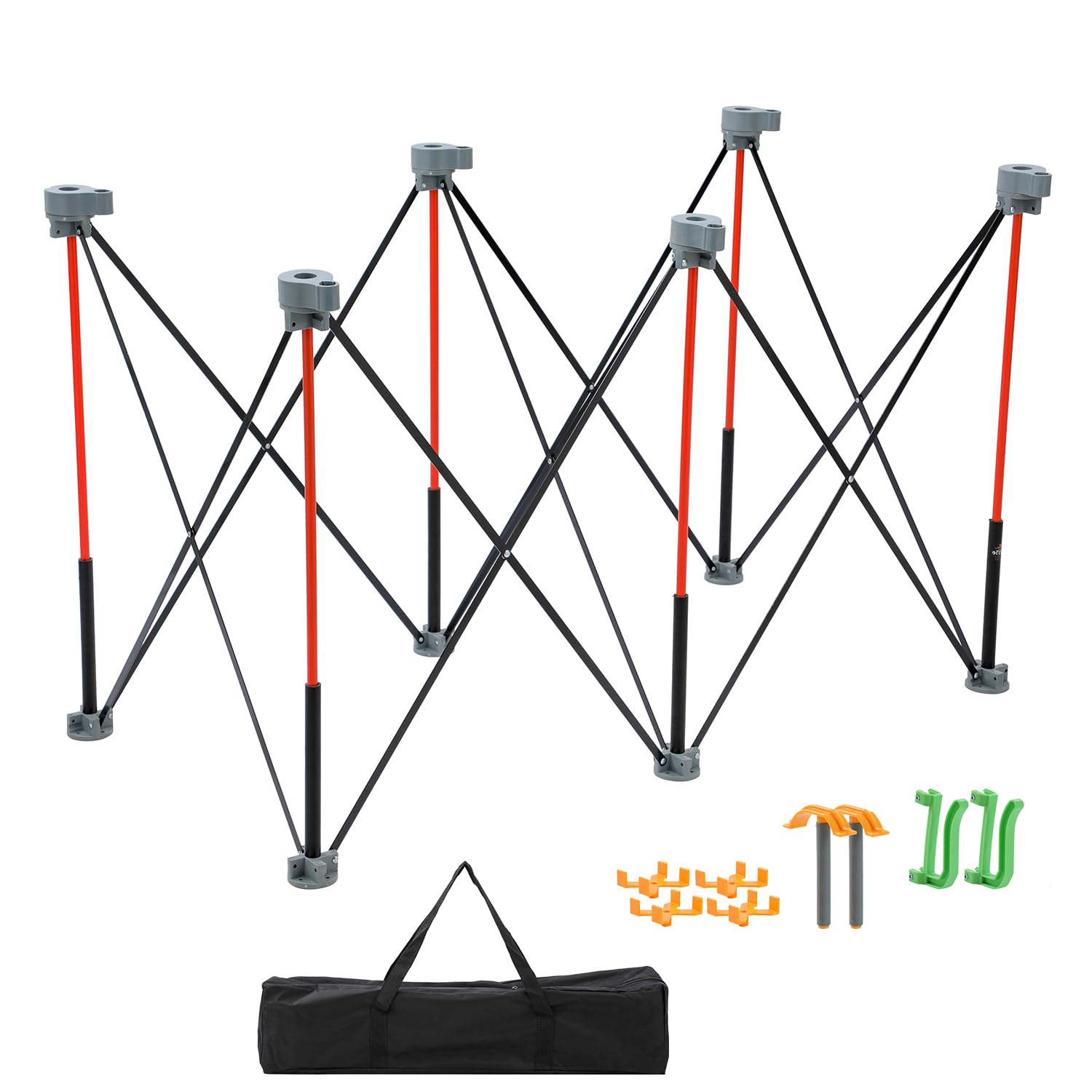 TOPWAY Portable Folding Workstand 123x65x77cm, 6 Steel Struts, 800kg Capacity, X-Cups, Clamps, Hooks, Carry Bag, Woodworking Construction Table Workbench Support Sawhorse