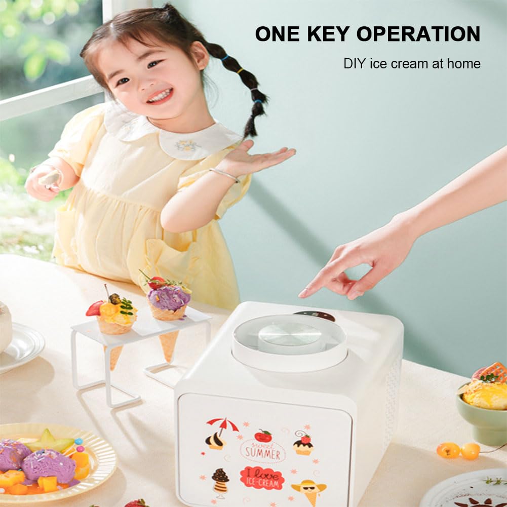 QUTBAG Sorbetière électrique, Sorbetière au Yaourt glacé 1L, Fonctionnement Rapide de 40 Minutes, Machine à Glace 120 W pour Faire de la crème glacée, Gelato, Sorbet, Yaourt glacé