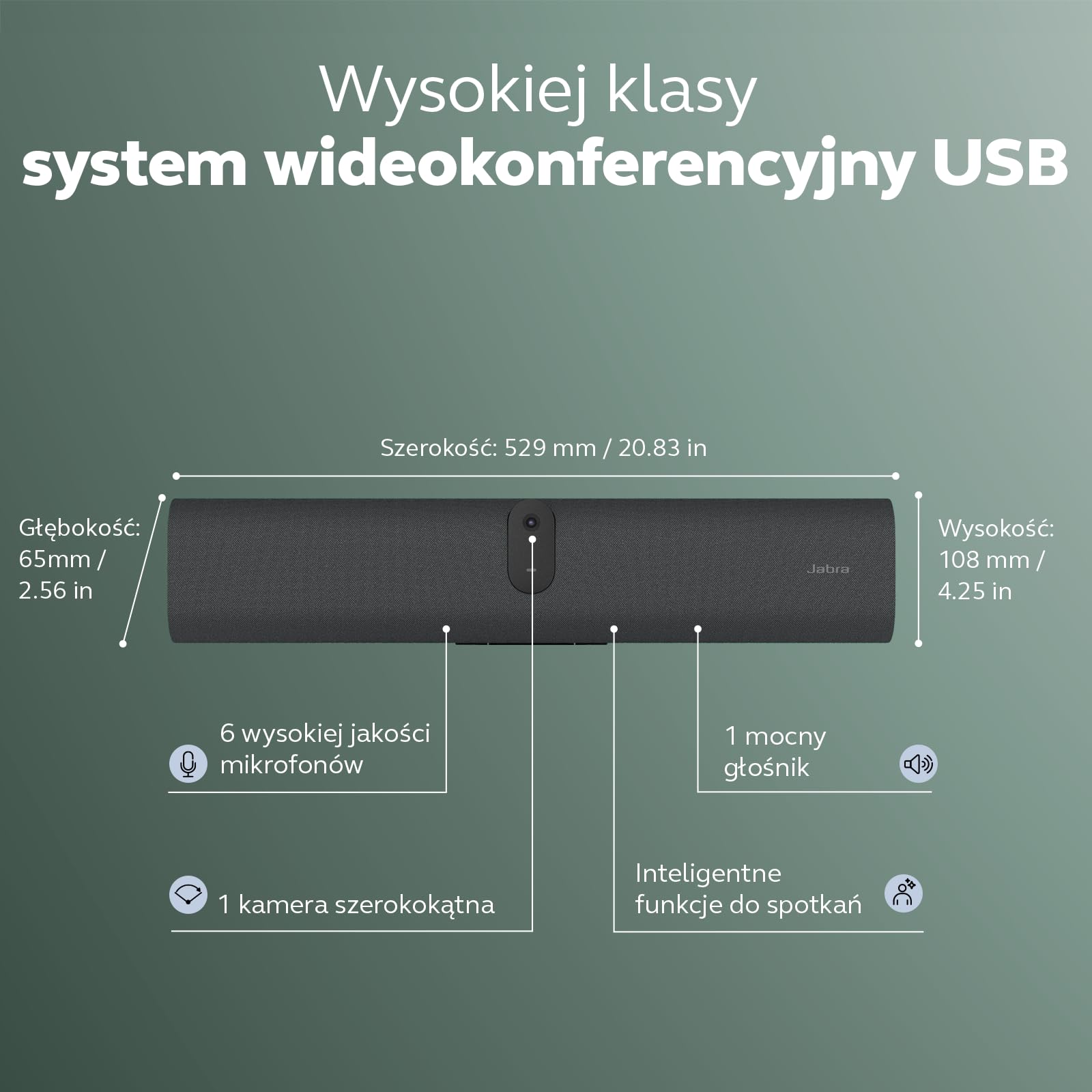 Jabra PanaCast U30 wideobar USB BYOD do małych sal konferencyjnych