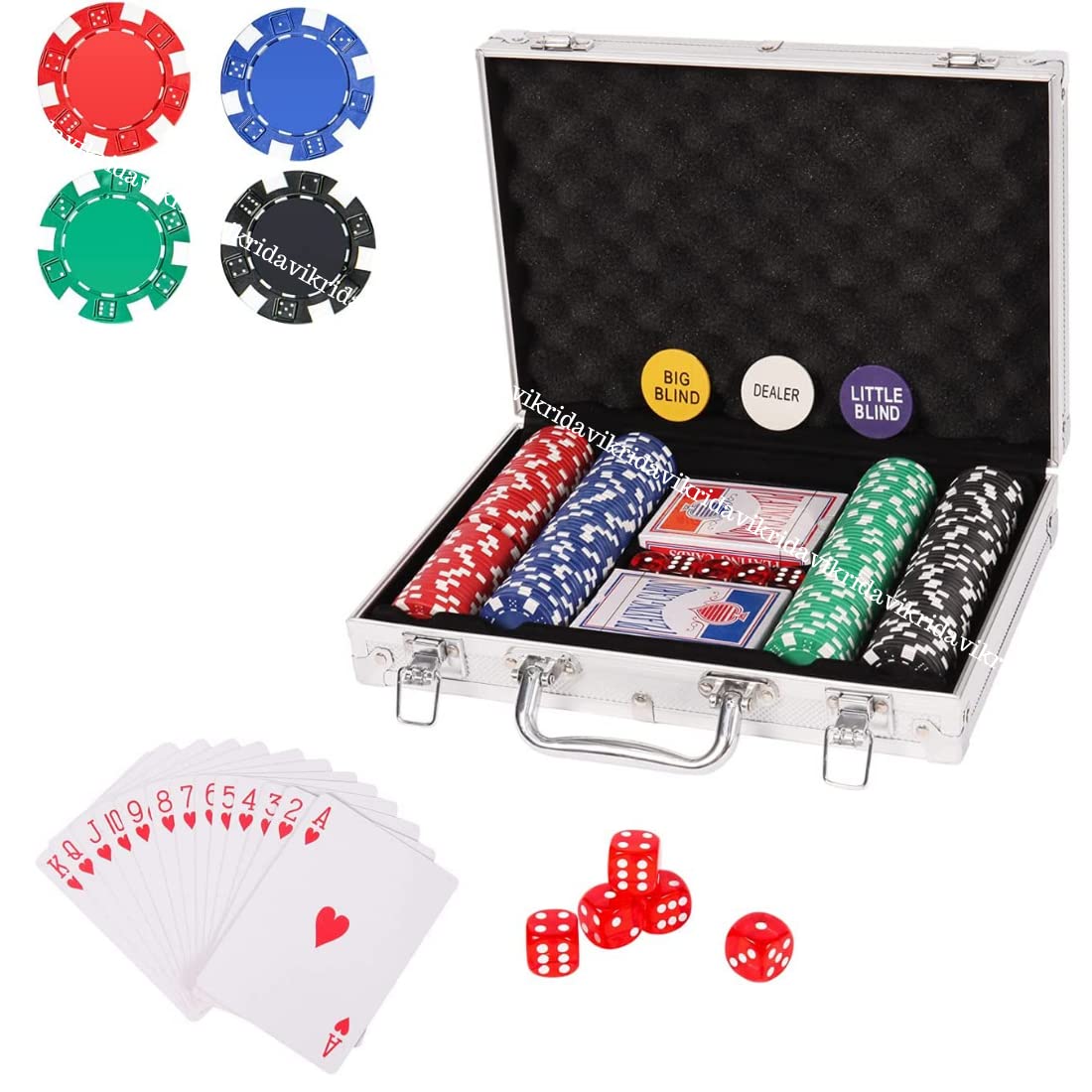 VikriDA Casino Style Poker Chips Set, Heavy 11.5 GMS Poker Chips (300 Chips with Gold Cards) (B09NLS1YS1) Amazon Price History, Amazon Price Tracker