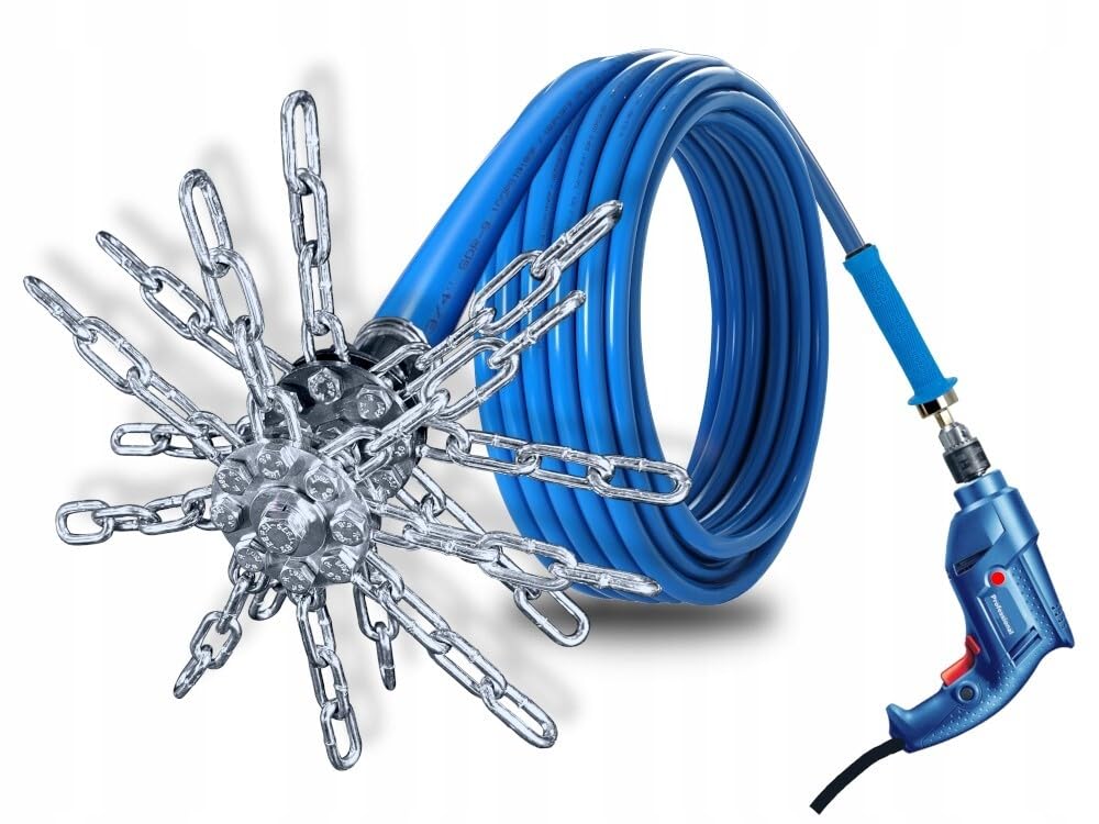 Schornsteinreiniger Reinigungsset Schornsteinbesen Kaminbesen Set Zugseil 3-15 m (5m)