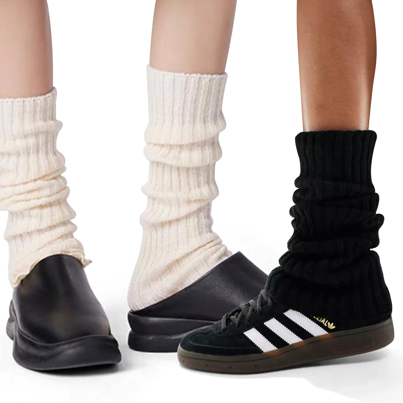 Ribbed Knitted Leg Warmers for Women Girls 80s Retro Winter Short Slouch Knee High Leg Socks For Yoga Ballet Dance