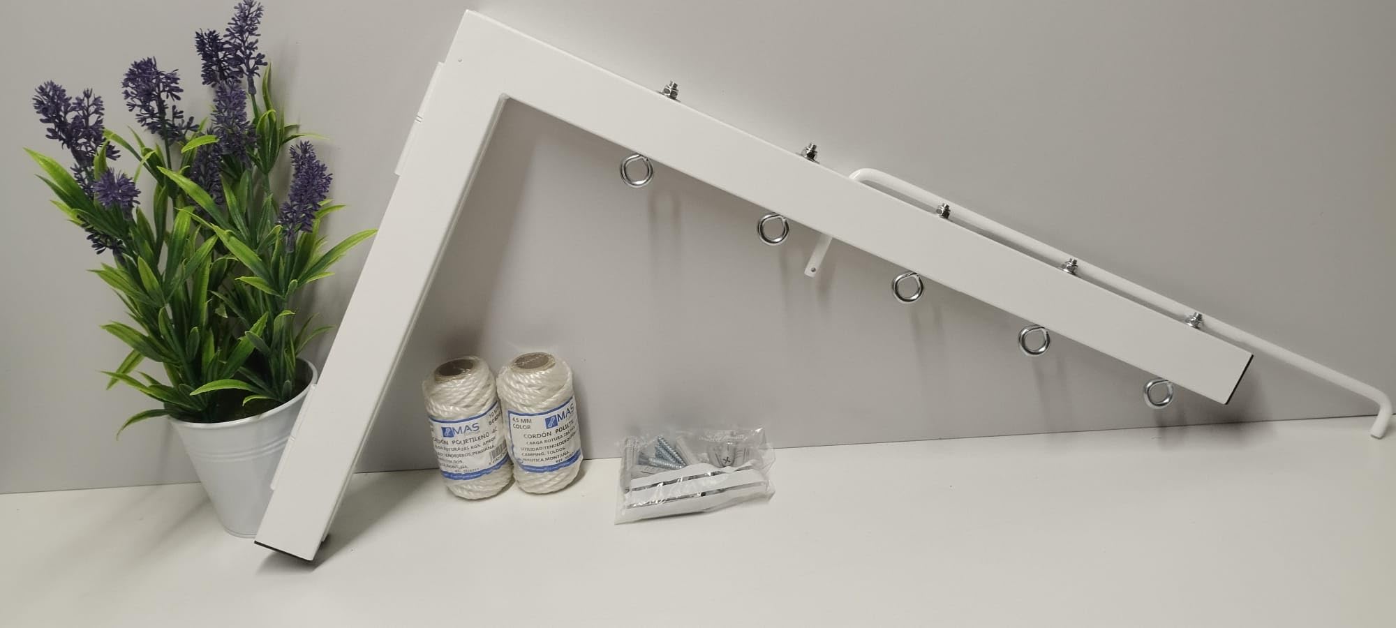 TENDEDERO Plegable DE Pared Blanco 5 Cuerdas