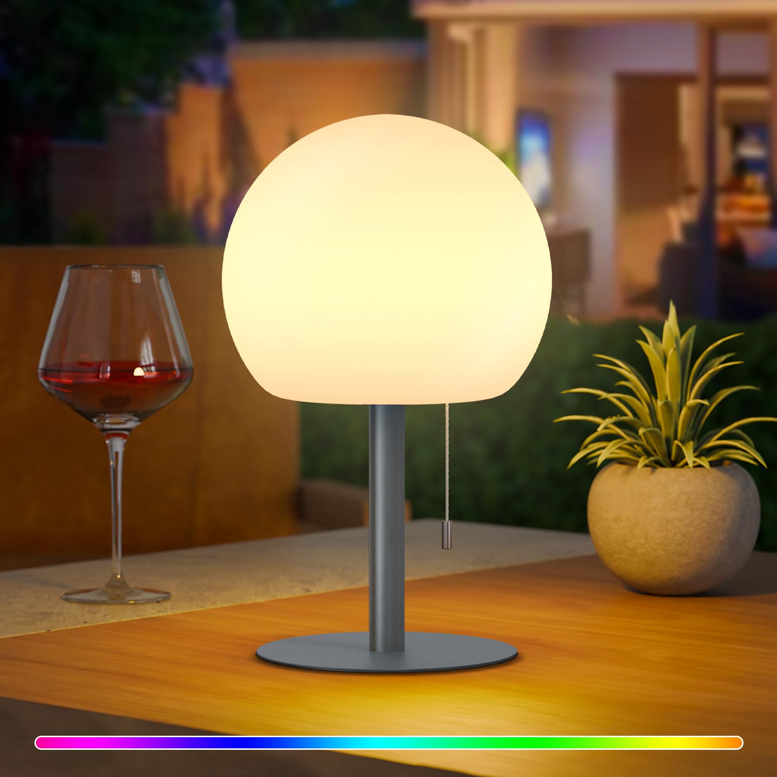 FUYO LED Tischlampe Kabellos Outdoor Akku Nachtlicht, IP44 Wasserdicht Warmweiß 8 Farben 8-20h Akku Stoßfest Tragbare für Camping Garten Balkon Terrasse (Grau b)