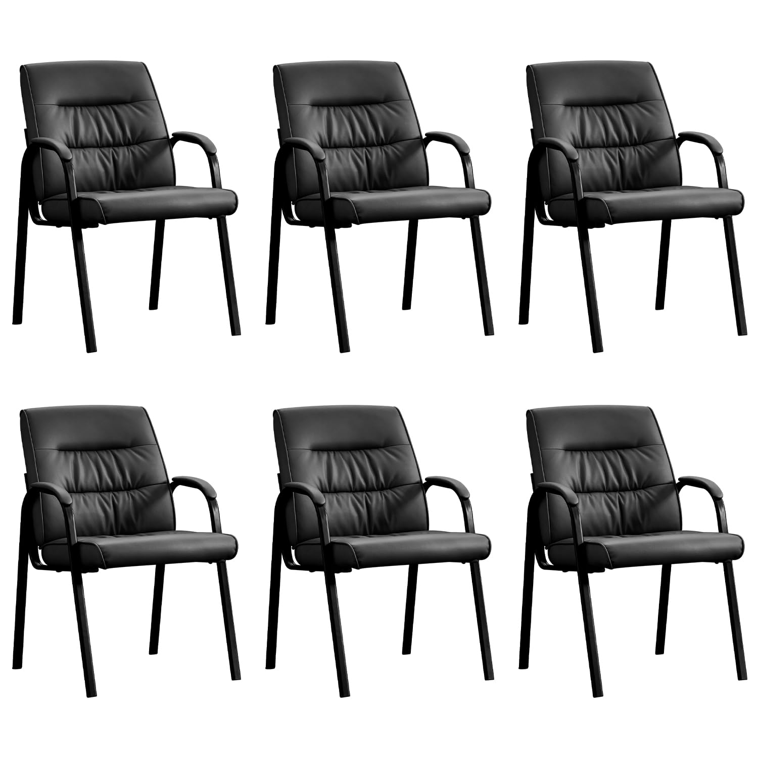 BoisKom Office Guest Reception Chair Set of 6, Conference Room Chairs Waiting Room Chairs 6 Pack, Modern Leather Office Desk Chair No Wheels.
