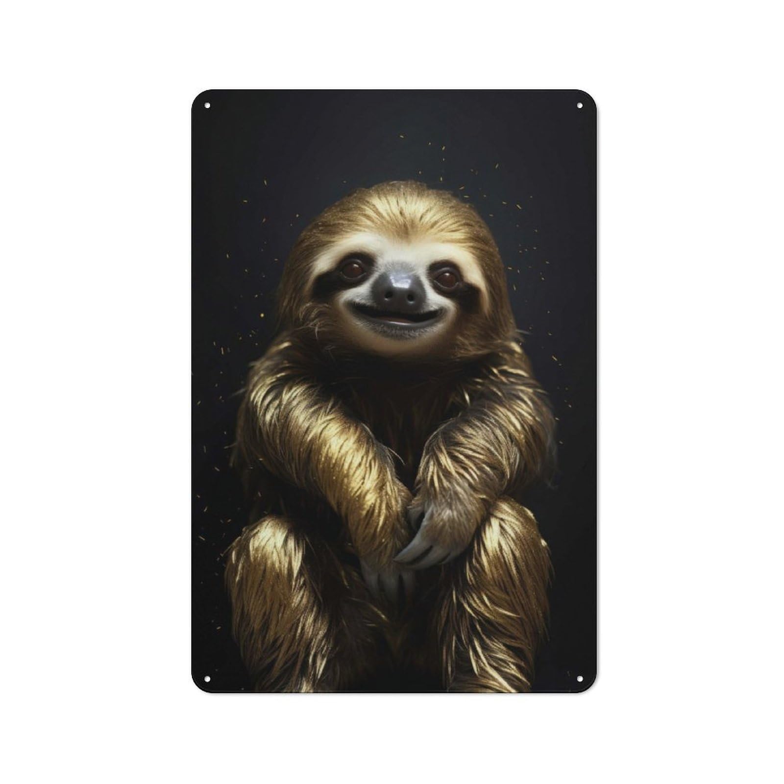Junmoney Sloth Gold Animal Vintage Tin Sign 30X20cm With For Living Room Or Hallway, For Living Room Decor Lovers