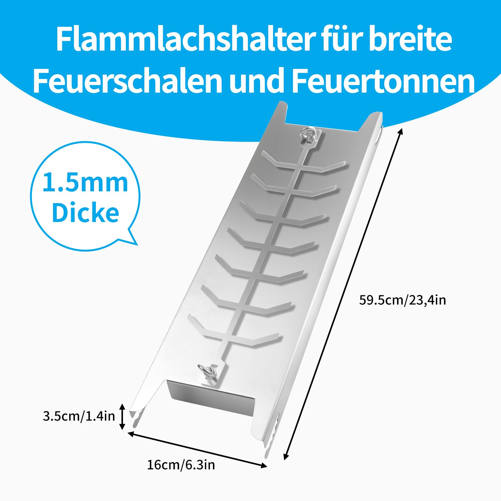 Edelstahl Flammlachshalter, 5 verstellbare Winkel & 180° drehbarer Grill, spülmaschinenfest, für Feuerschalen/Feuertonnen, als Servierplatte & Stövchen für Steak, Huhn, Forelle