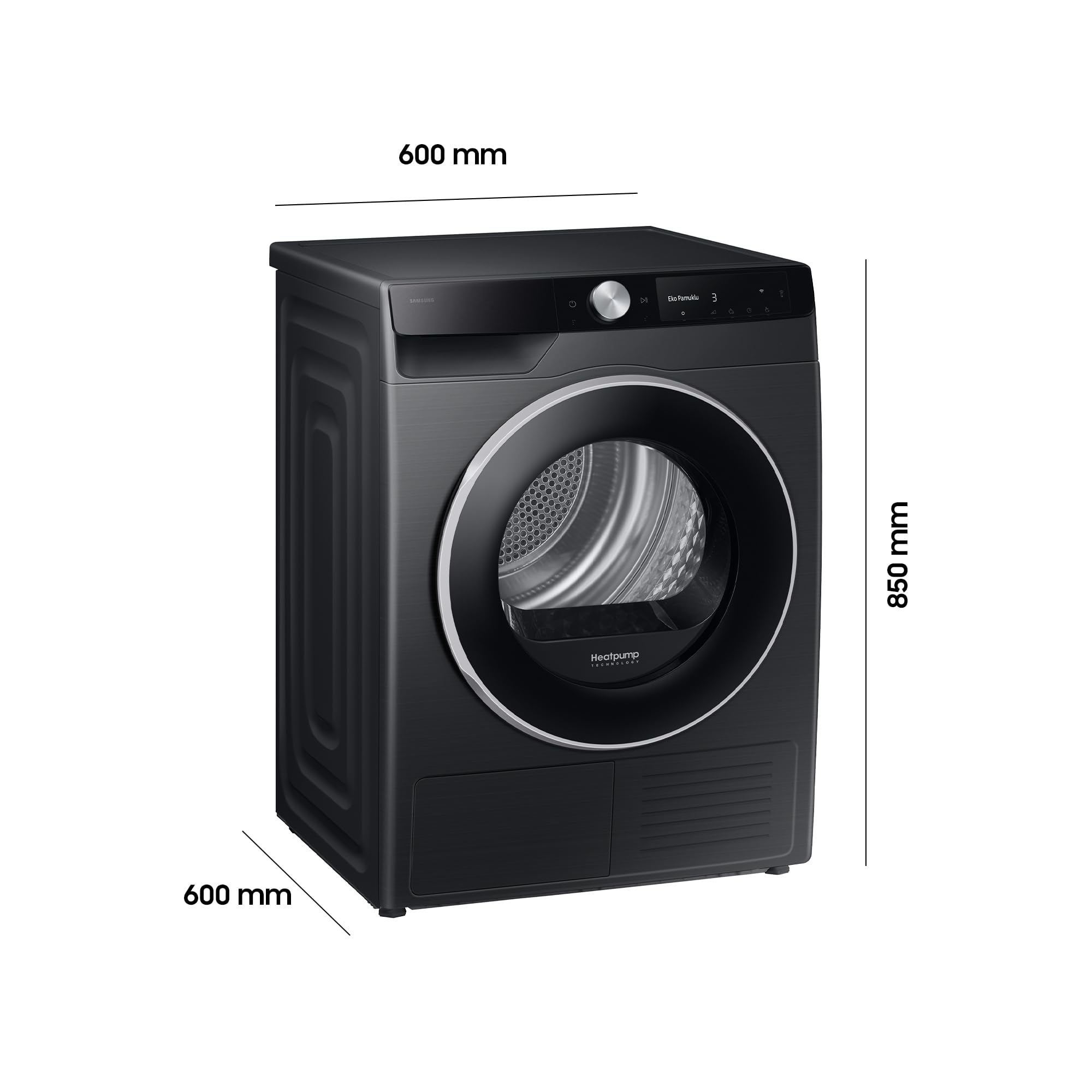 Samsung DV90DG6845LBU2 Wärmepumpentrockner DV6400D, 9 kg, EEK: A, AI Wäschetrockner mit Klartext-Display, AI Dry+ & Control, SuperSpeed, Hygiene Programm, SmartThings-App, Schwarz