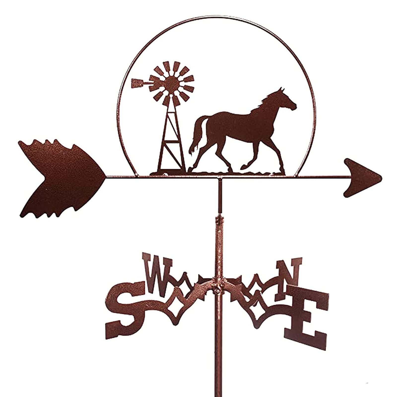Girouette en métal pour toit extérieur, jardin, décoration de cour, outil de mesure professionnel – Cour indiquant la direction du vent – Facile à utiliser et à installer – Cheval