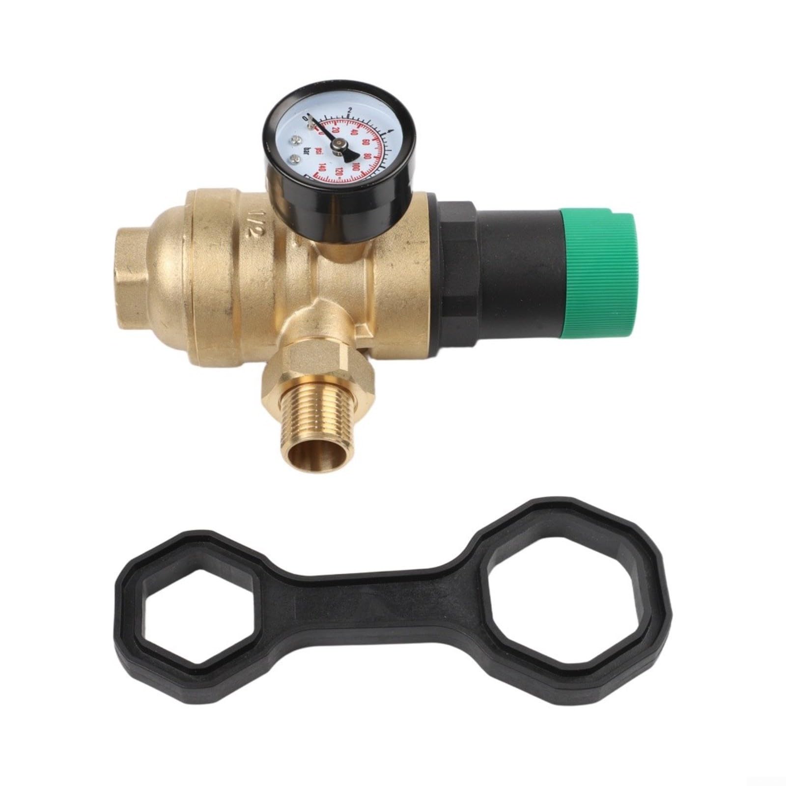 Messing Druckminderer mit Filter 40μm, G/NPT Gewinde DN15-DN25, Wasserdruckregelventil 0,1-1,5MPa für Hausinstallationen(1/2-G)